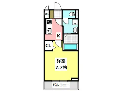 カーサモデルノ南摂津(1K/2階)の間取り写真