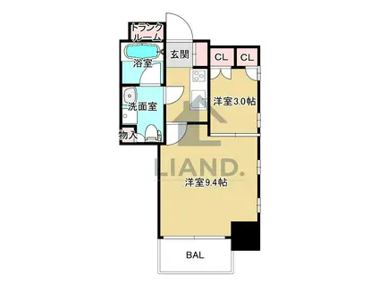 パークレジデンシャル博多(1LDK/3階)の間取り写真