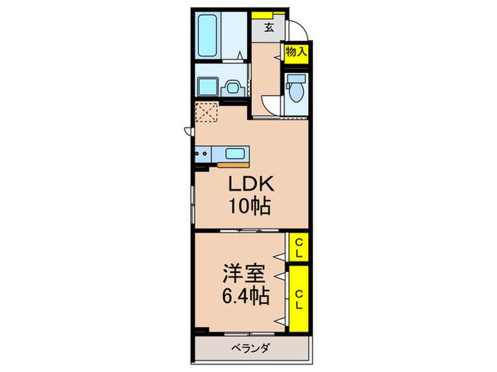ハイドレンジア くずは(1LDK/1階)の間取り写真