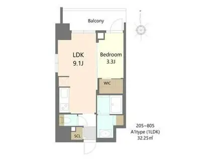S-RESIDENCE松屋町ASENCE(1LDK/5階)の間取り写真