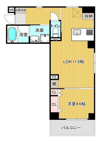 エグゼ八木北(1LDK/2階)の間取り写真