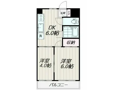 コーポエトワール(2DK/2階)の間取り写真