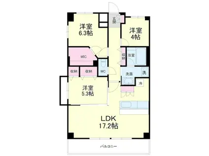 クラウドクレスト栄町(3LDK/7階)の間取り写真