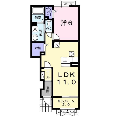 ピエス桜ガ丘(1LDK/1階)の間取り写真
