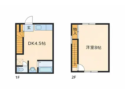 石橋テラスハウス(1DK/1階)の間取り写真