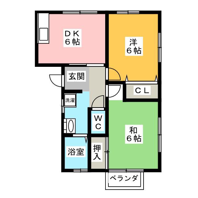 はうすまんぼう(2DK/1階)の間取り写真