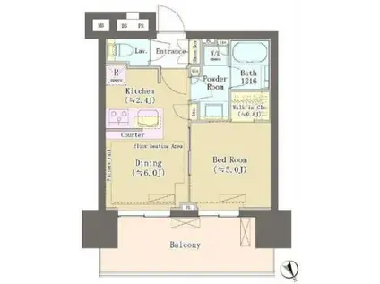 ザ・パークハウス渋谷美竹(1DK/5階)の間取り写真