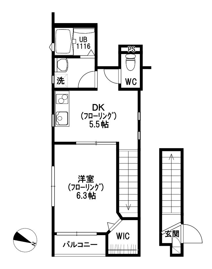 GU寓桜(1DK/2階)の間取り写真