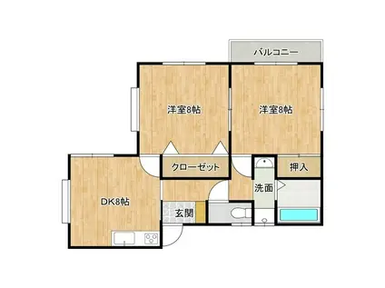 MARKS ONE(2DK/2階)の間取り写真