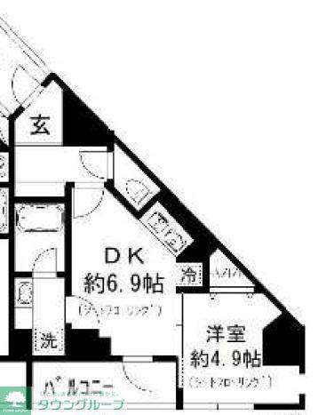 GRAND三軒茶屋ウエスト(1DK/3階)の間取り写真
