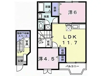 メゾン かたくり(2LDK/2階)の間取り写真
