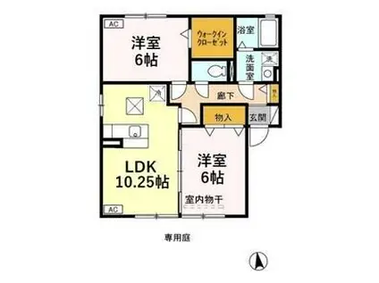 ノイエ・シュタット A/B B(2LDK/1階)の間取り写真