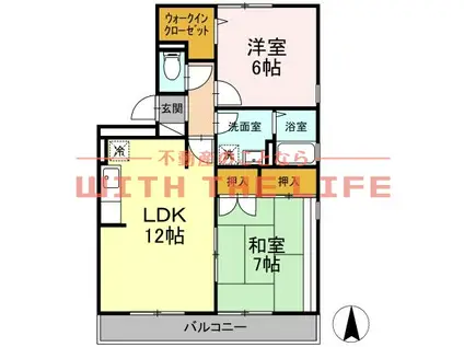 ドミールパーク江崎(2LDK/1階)の間取り写真