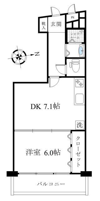 トキワパレス(1DK/13階)の間取り写真