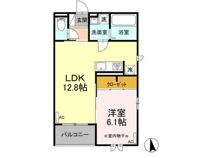 D-ROOM小田原五丁目(1LDK/3階)の間取り写真