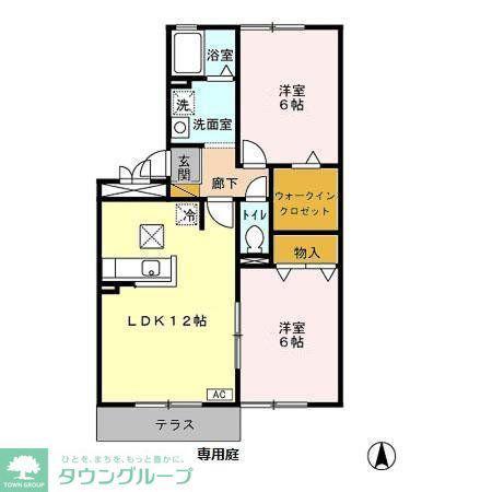 サンモール六実(2LDK/1階)の間取り写真