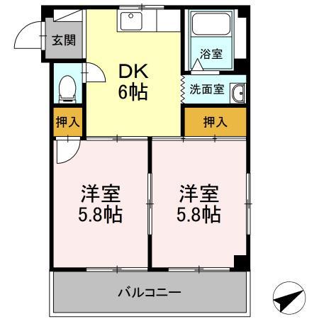 ハイツ東陽(2DK/3階)の間取り写真