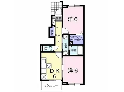 メゾンフランB(2DK/1階)の間取り写真