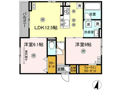 シャルレーヌ(2LDK/1階)の間取り写真