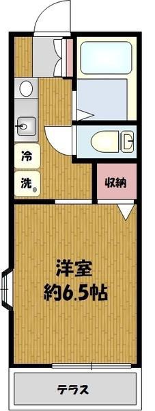 コーポ三ッ沢上町(ワンルーム/1階)の間取り写真