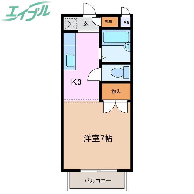 ルミエール塩浜(1K/2階)の間取り写真