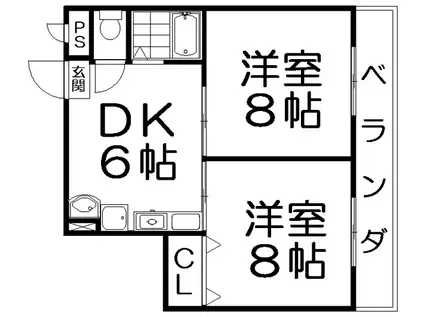 ベルフォーレ(2DK/3階)の間取り写真