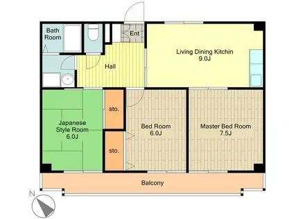 シャンポール砂川(3LDK/1階)の間取り写真