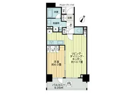 リステージ台ヒルトップテラス(1LDK/3階)の間取り写真