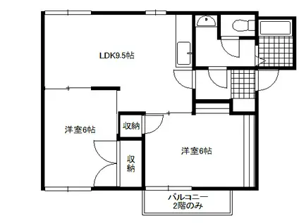 サニーヒル今泉A(2LDK/2階)の間取り写真