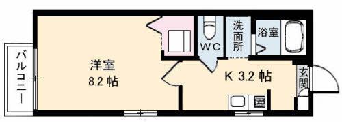 エターナル桜井(1K/2階)の間取り写真