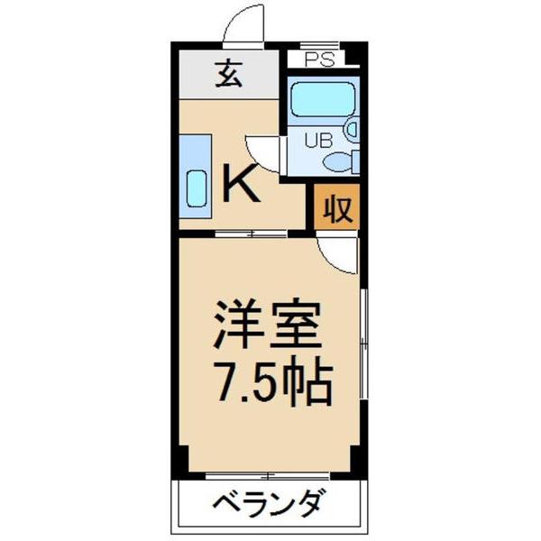 中馬ハイツ(1K/2階)の間取り写真