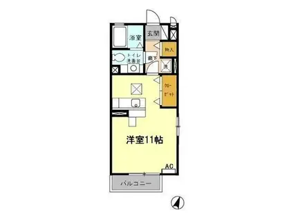 フィニックスC(ワンルーム/1階)の間取り写真