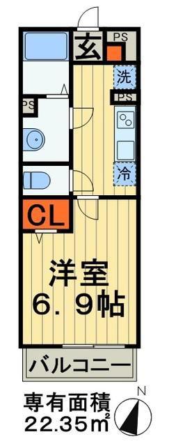 リブリ・西千葉(1K/2階)の間取り写真