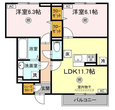 エミネント・グラン(2LDK/1階)の間取り写真