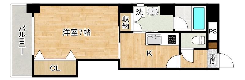 片野タカヤコーポレーションビル(1K/5階)の間取り写真