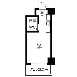 ラトゥール豊(1K/8階)の間取り写真