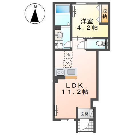 富久山福原町裏アパート(1LDK/1階)の間取り写真
