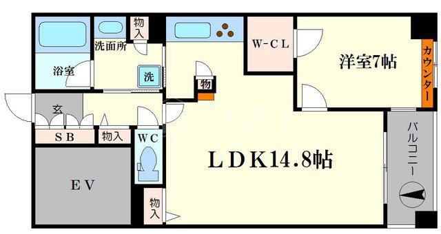 アーバンライフフォルムズ江戸堀(1LDK/7階)の間取り写真