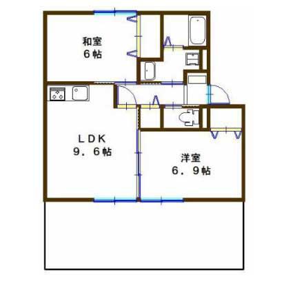 JAボナール上の丸A(2LDK/1階)の間取り写真