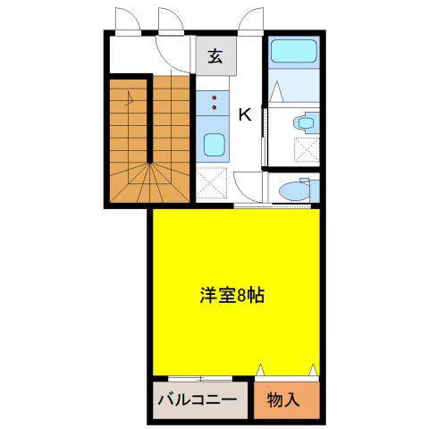 リリーコート帷子(1K/2階)の間取り写真