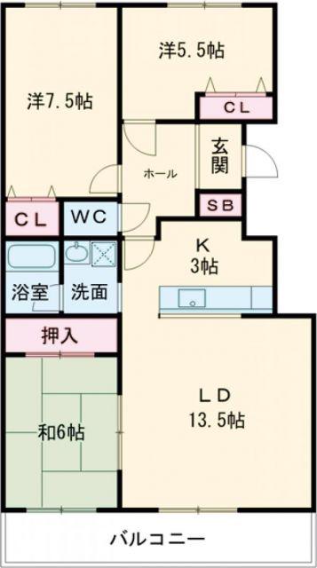 ペルル千歳(3LDK/1階)の間取り写真