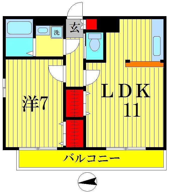 コンフォートヴィレッジ(1LDK/4階)の間取り写真