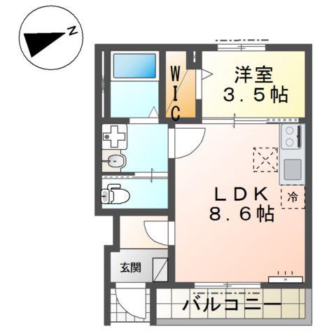 アヴェリア(1LDK/1階)の間取り写真