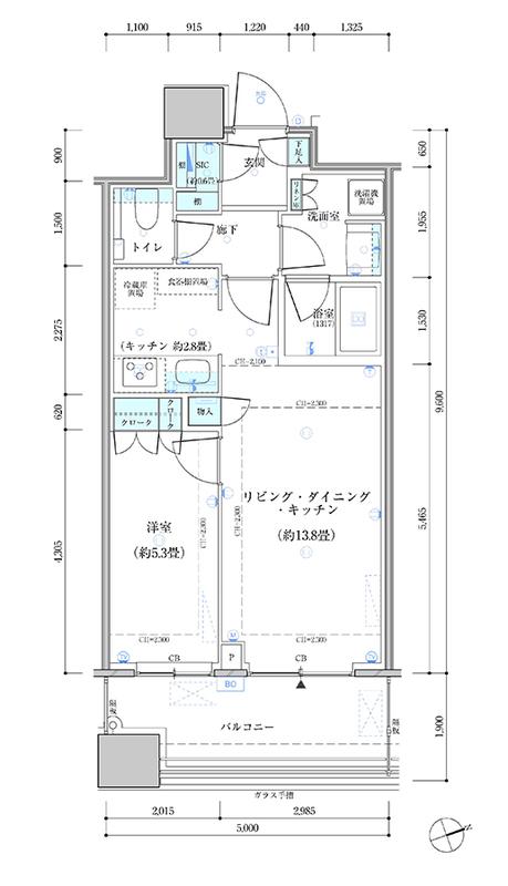 パークタワー勝どきサウス(1LDK/11階)の間取り写真