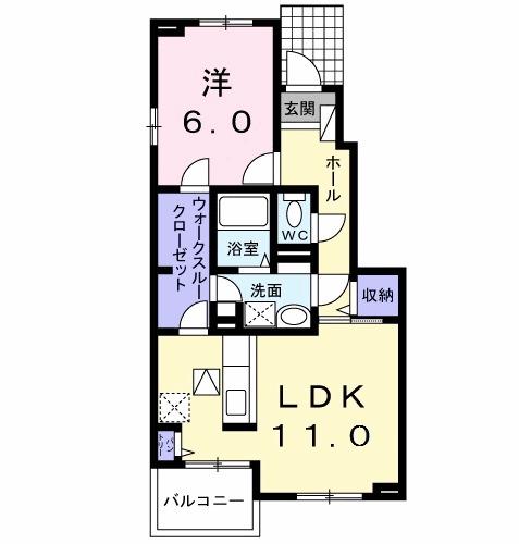 サン・ブライトC館(1LDK/1階)の間取り写真