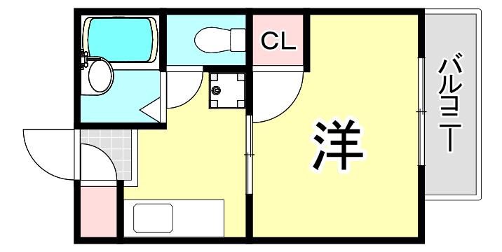 ソレイユ綾羽(1K/1階)の間取り写真