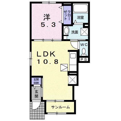 J-シャモニー スロープ II(1LDK/1階)の間取り写真