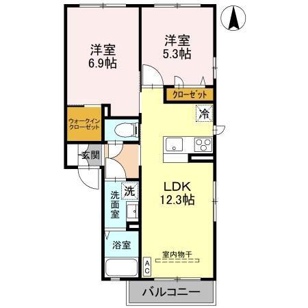 ルポゼA(2LDK/1階)の間取り写真
