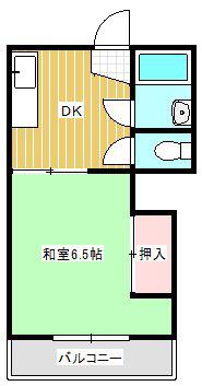 日和コーポ(1DK/4階)の間取り写真