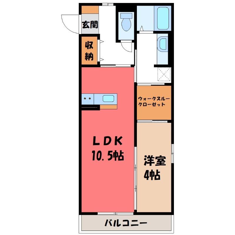 Dクレアーレ(1LDK/3階)の間取り写真